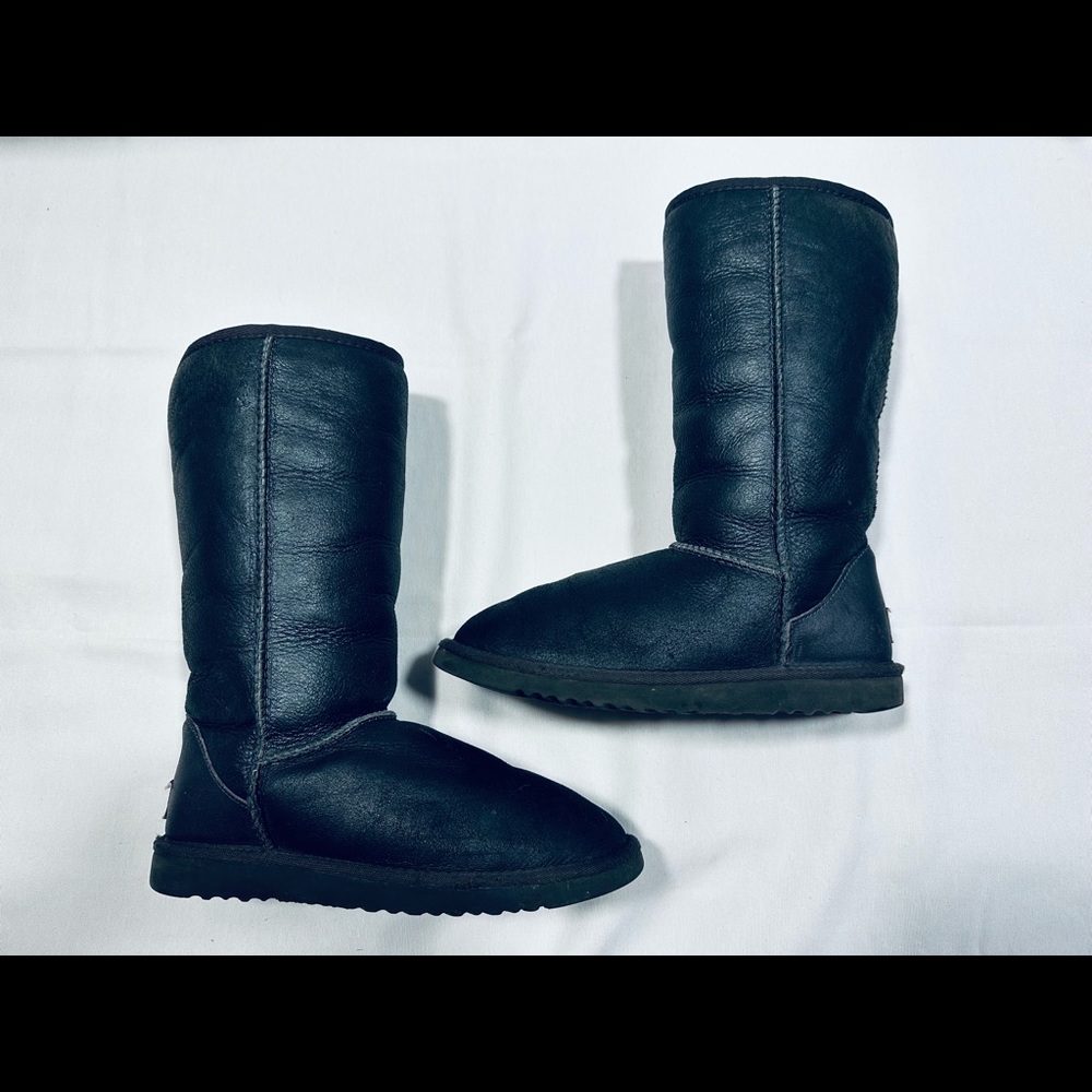 UGG Pewter Metallic Classic Tall Shearling Boots - Sz W5 - Rare Style 5823 - Picture 7 of 11